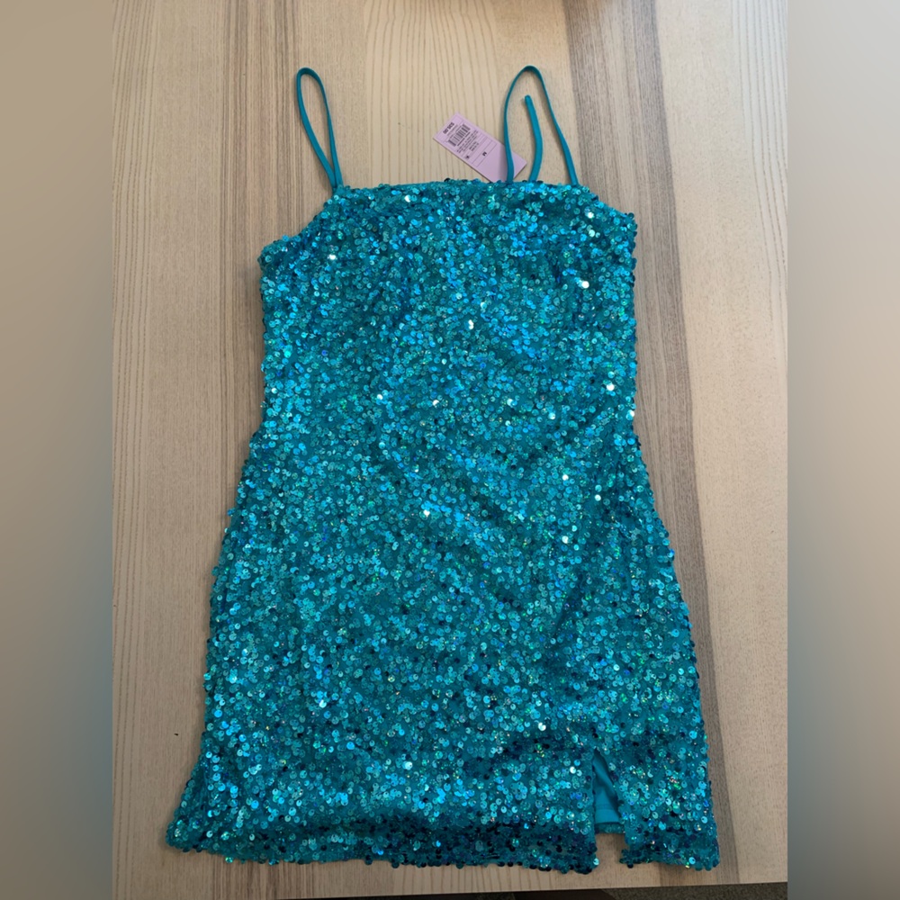 NWT Blue Sequin Sparkle Mini Dress (Medium)